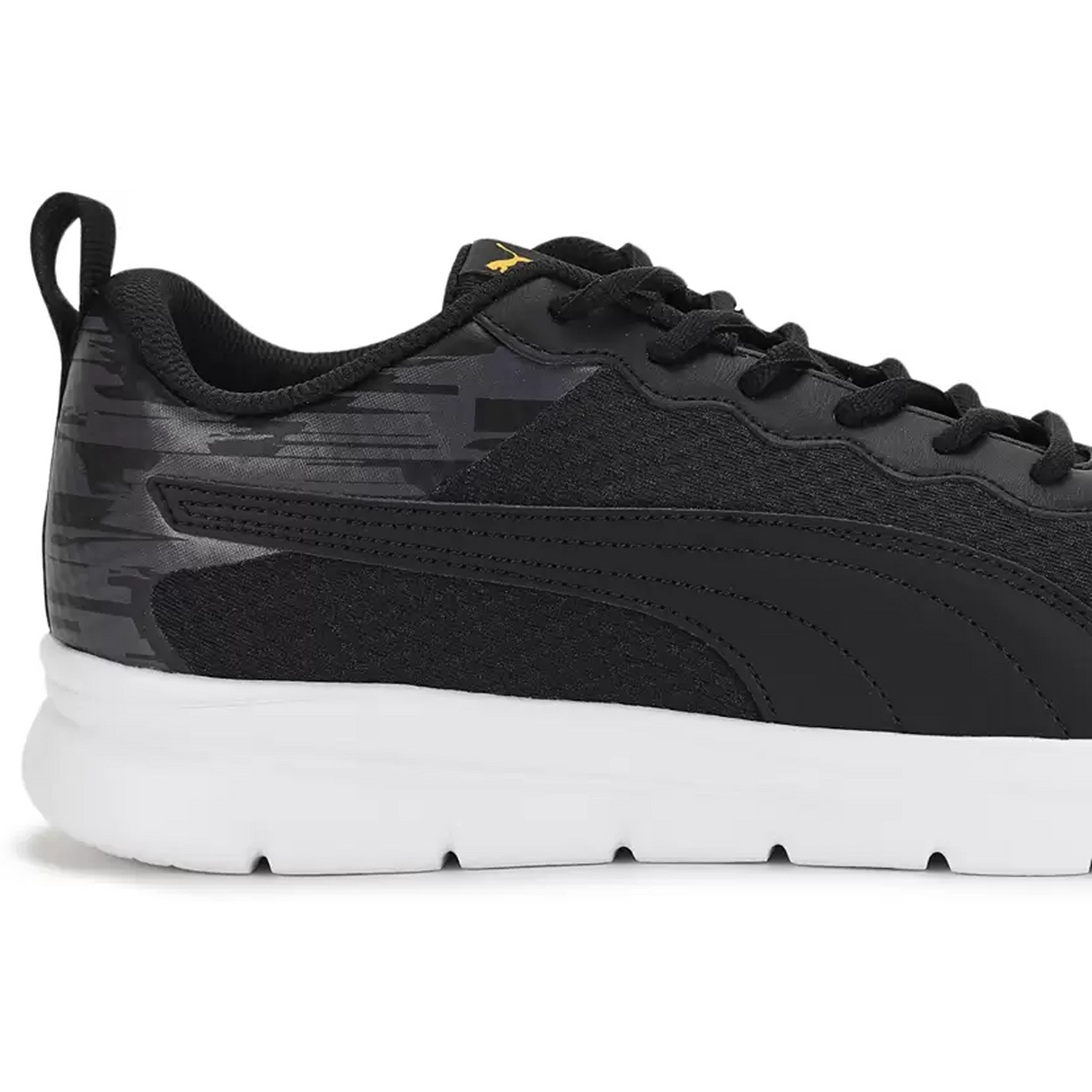 Puma Mens Ultragrip Dark Coal-Black-Pele Yellow Running Shoe (31076201)