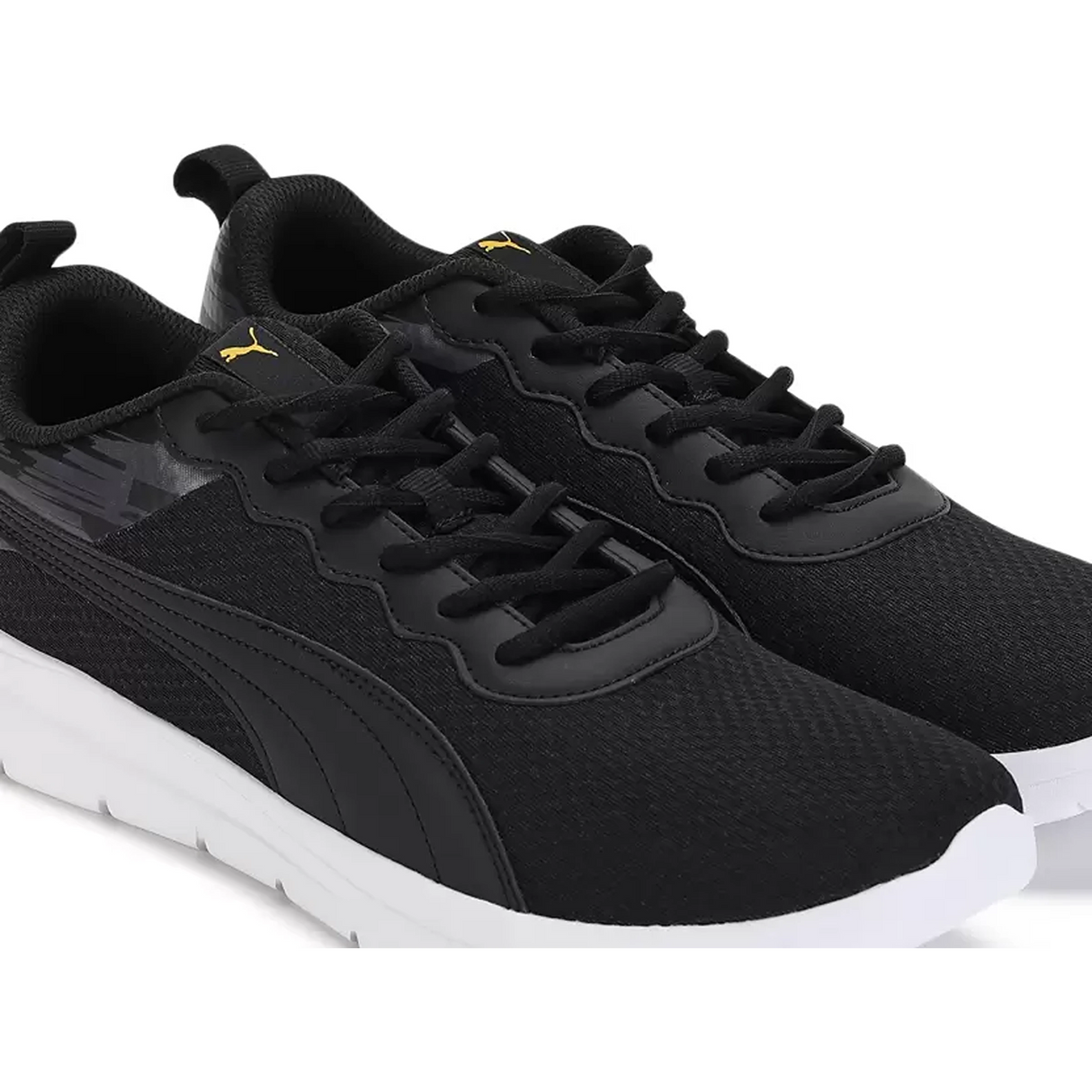 Puma Mens Ultragrip Dark Coal-Black-Pele Yellow Running Shoe (31076201)