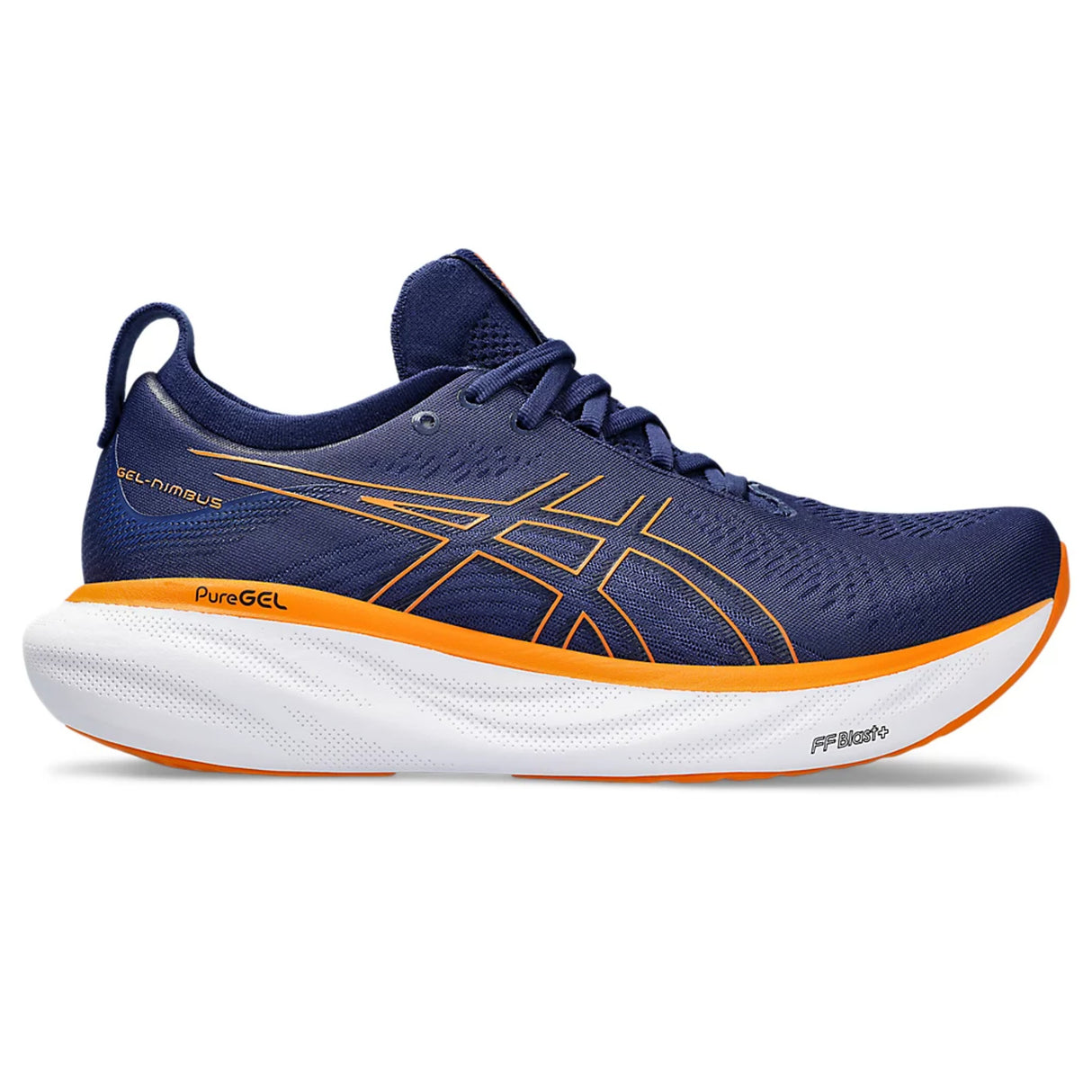 Asics GEL-NIMBUS 25 Sports Running Shoes Deep Ocean/Bright Orange 1011B547