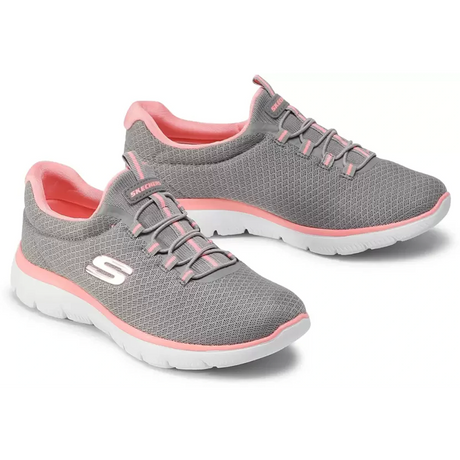 SKECHERS SUMMITS Walking Shoes For Women  (Grey, Pink) (12980-GYPK)
