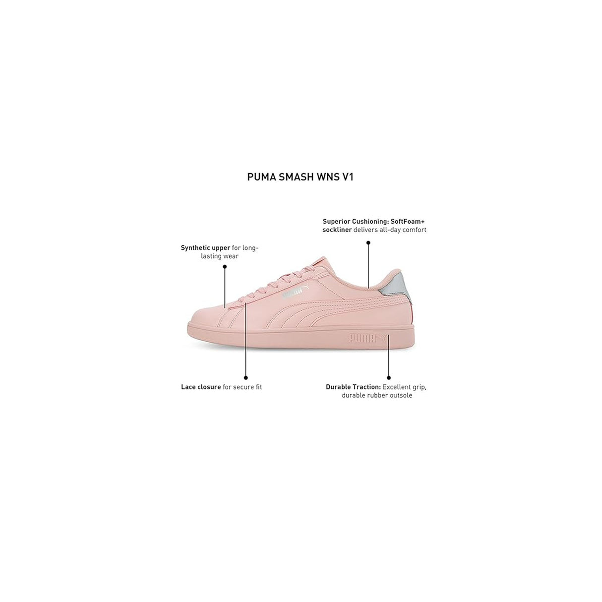 Puma Womens Smash WNS V1 Rose Dust Sneaker (39564202)