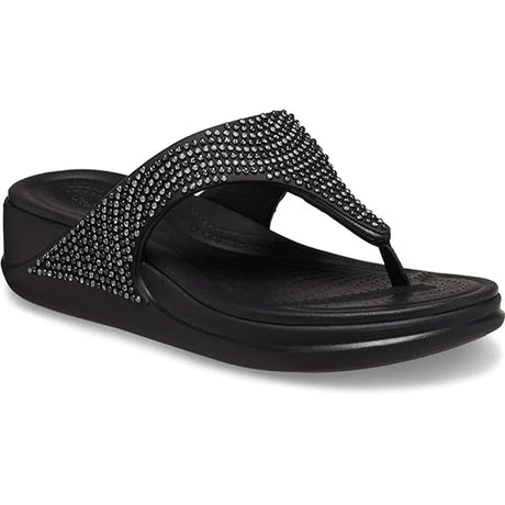 Crocs Women's Boca Bling Flip Wedge W Blk Slipper