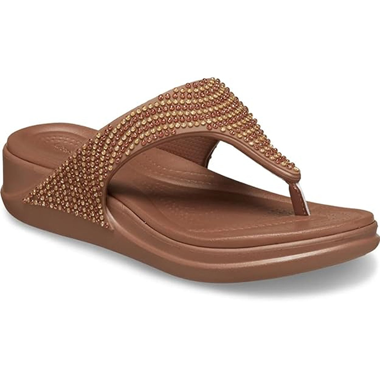 Crocs Women's Boca Bling Flip Wedge W Bronze Slipper