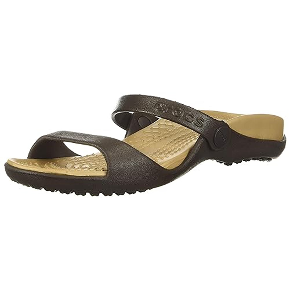 Crocs womens CLEO SANDAL ESPRESSO/GOLD Sandal