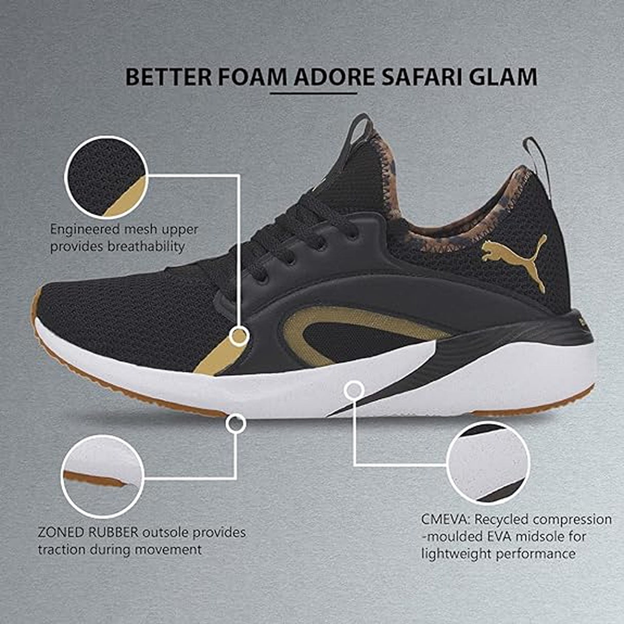Puma Womens Better Foam Adore Safariglam Running Shoe (37694801)