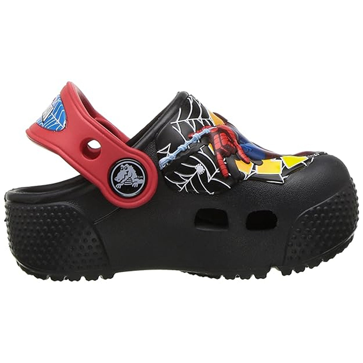 crocs FunLab Lights Spiderman Boys Clog in Black