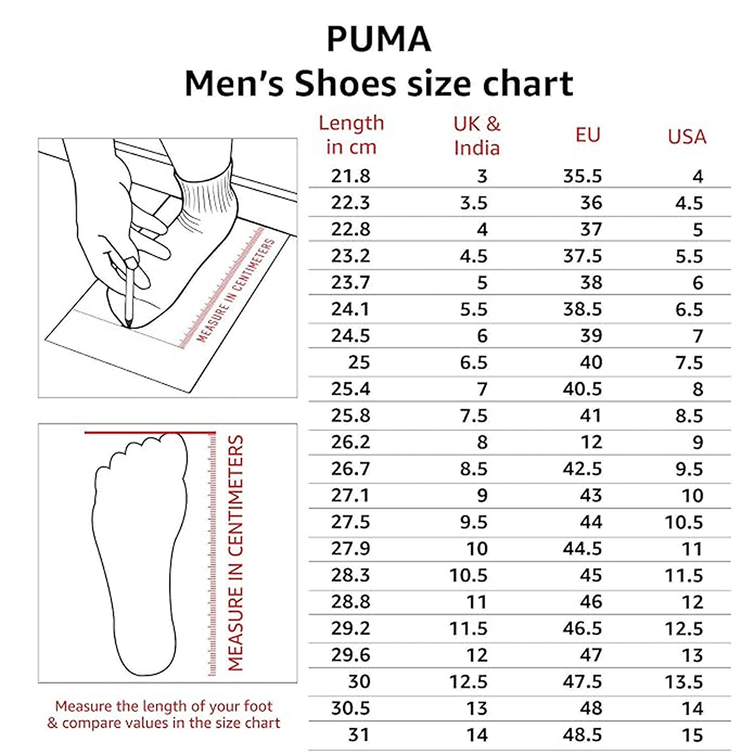 Puma mens womens shoes size conversion hotsell