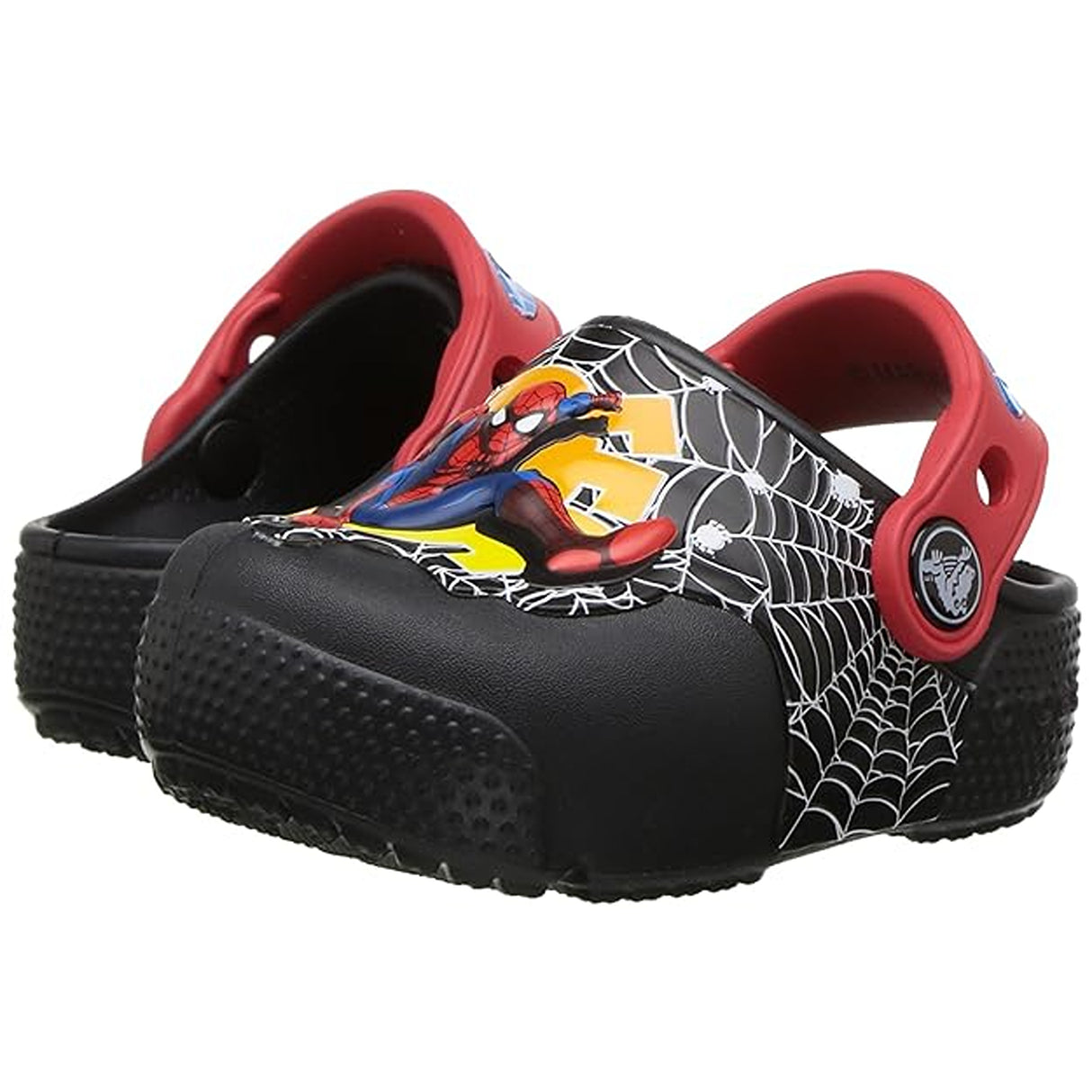 crocs FunLab Lights Spiderman Boys Clog in Black