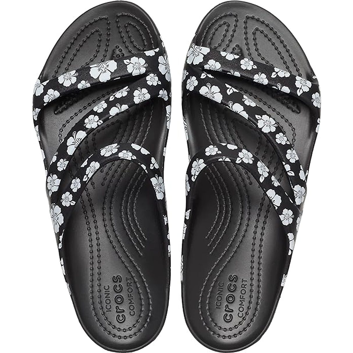 crocs Women's Kadee II Retro Resort W Blk/WHI Sandal (Black, W5)